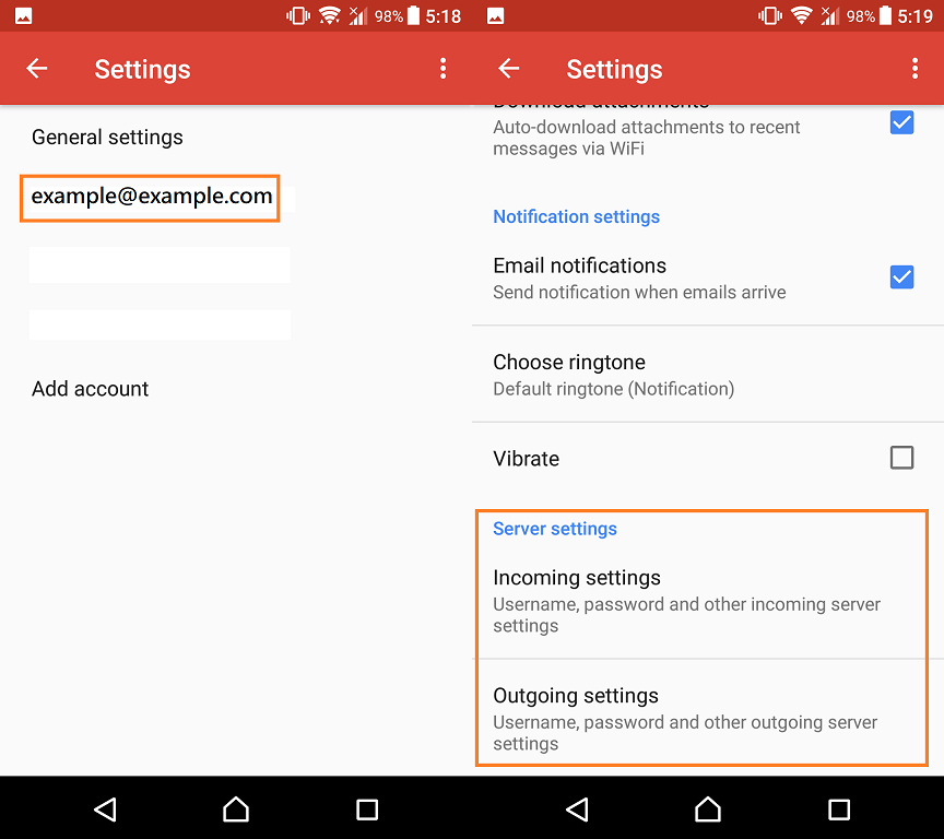 change default gmail account on android phone